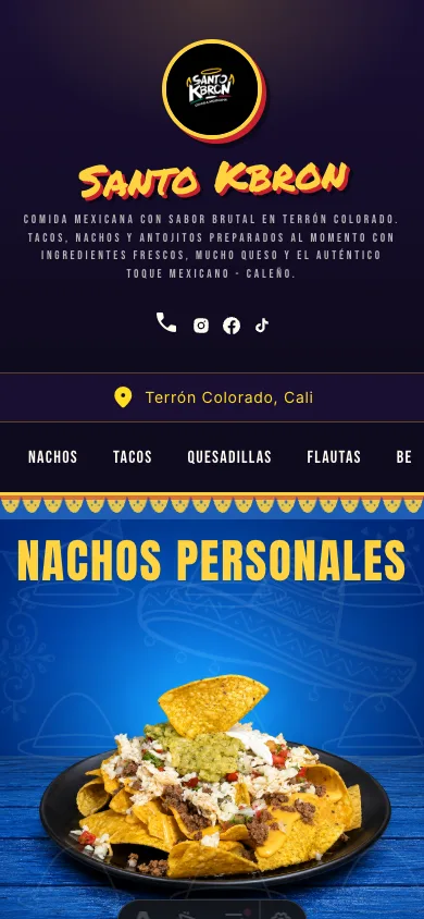 Menú digital con código QR de un restaurante visto por el cliente en su celular